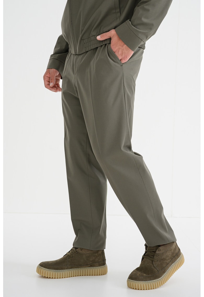 Pantaloni relaxed fit cu talie medie - Kaki