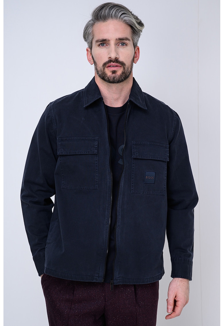 Camasa cu guler clasic si fermoar - Albastru ultramarin