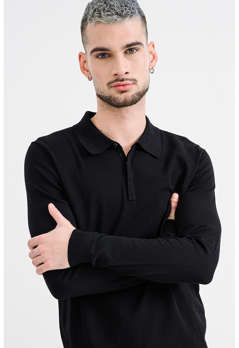 Bluza polo slim fit San Pippo - Negru