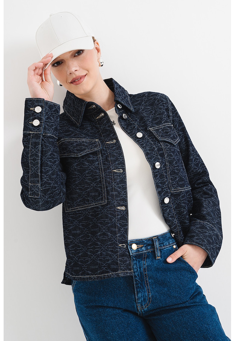 Jacheta de denim cu buzunare pe piept