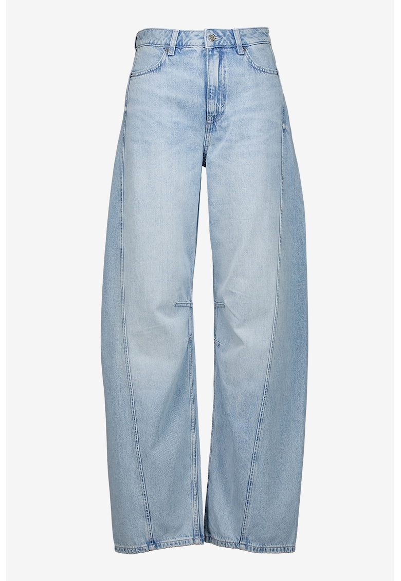 Blugi relaxed fit cu aspect decolorat - Albastru deschis melange