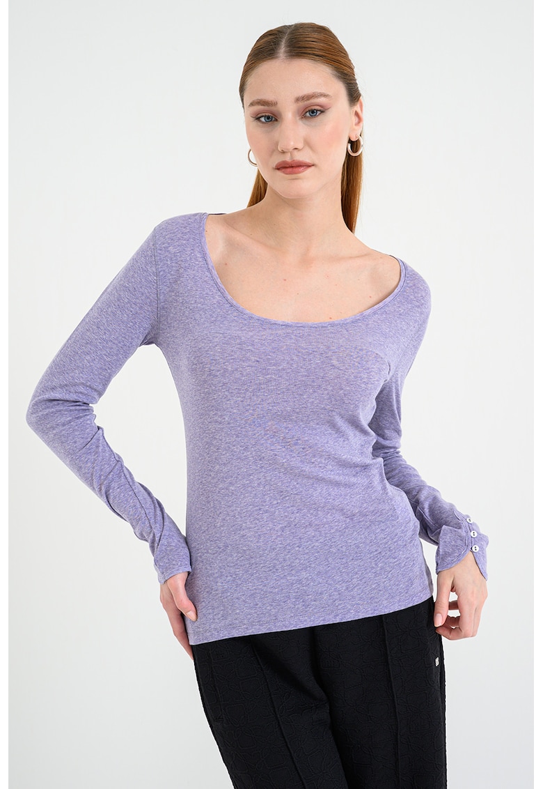 Bluza slim fit cu mansete cu nasturi Edeline - Violet deschis