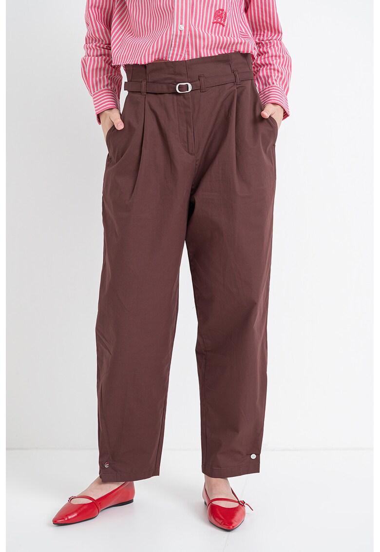 Pantaloni conici cu talie inalta Hazelda - Violet pruna