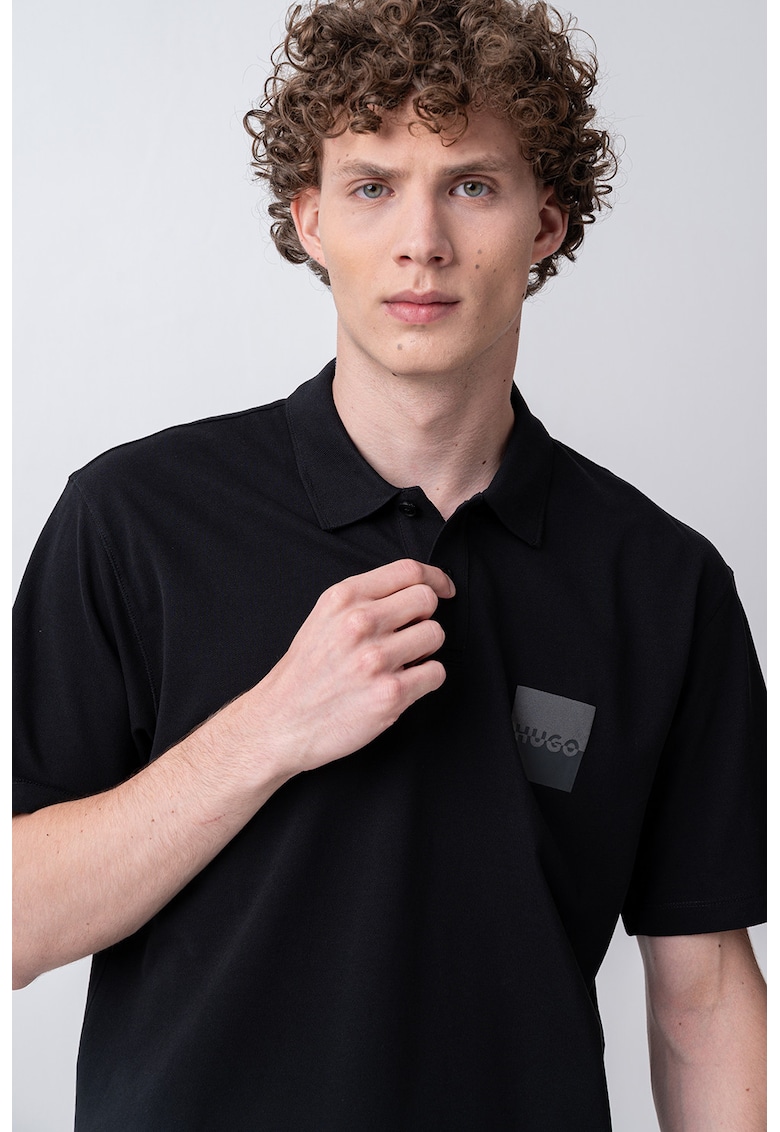 Tricou polo cu logo Dusplity - Negru stins/Gri inchis