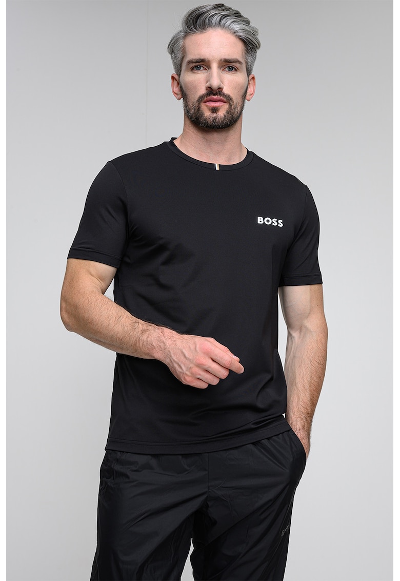 Tricou cu logo contrastant - Negru