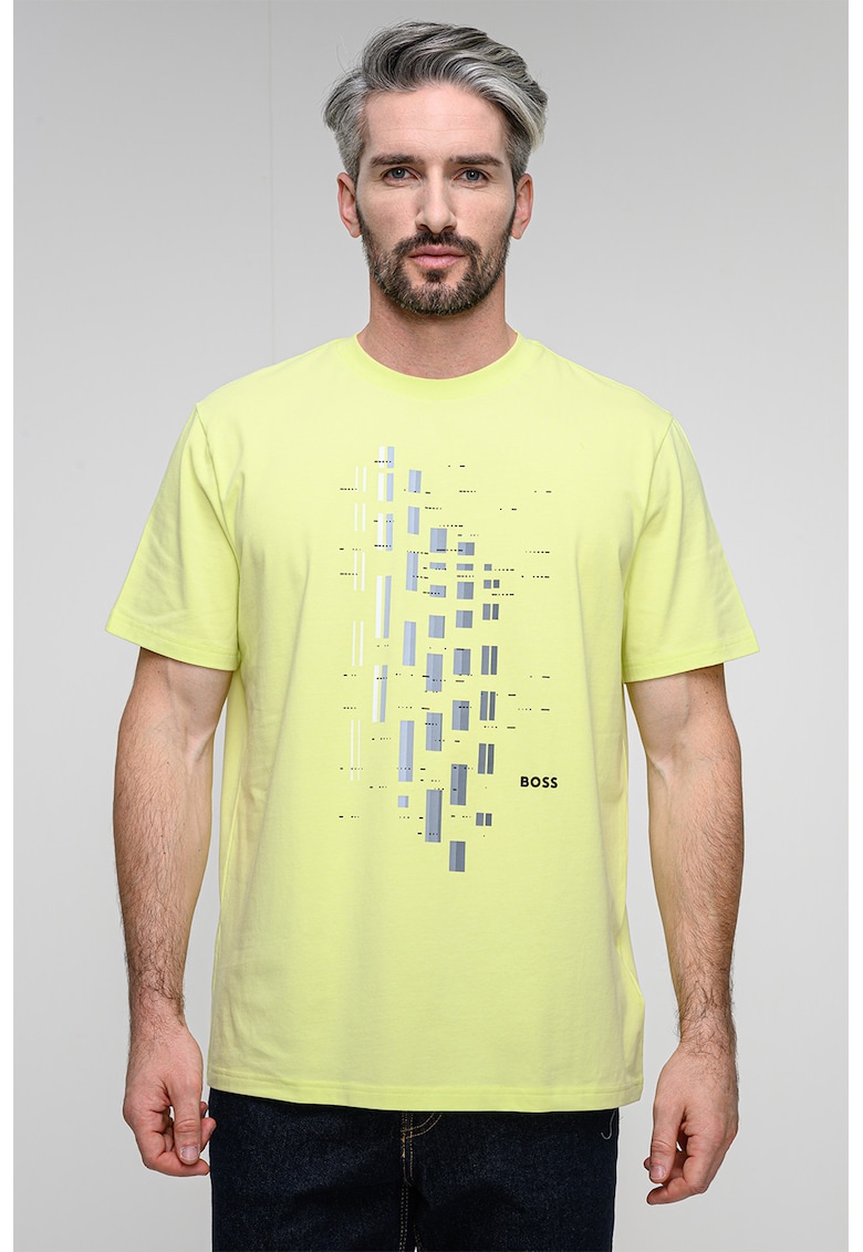 Tricou cu imprimeu geometric - Verde lime