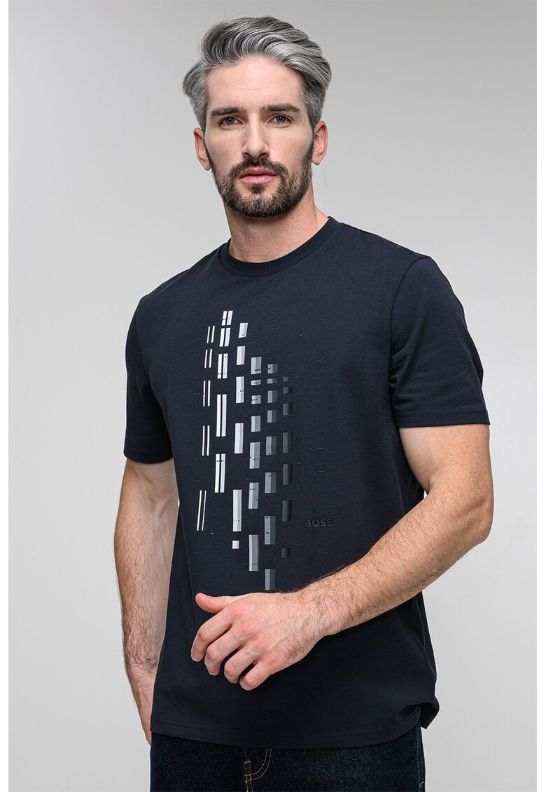 Tricou cu imprimeu geometric - Gri antracit