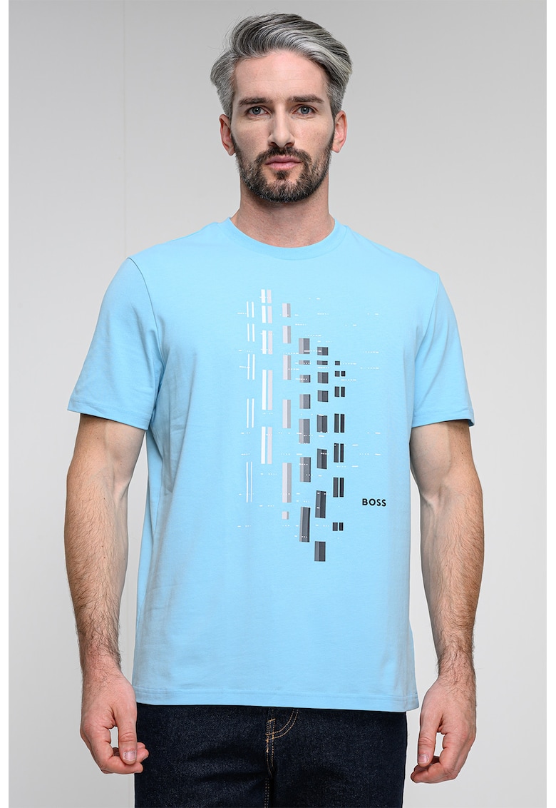 Tricou cu imprimeu geometric - Albastru deschis