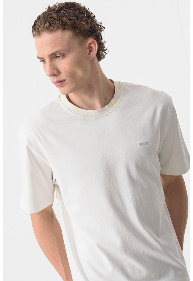 Tricou de bumbac cu decolteu la baza gatului