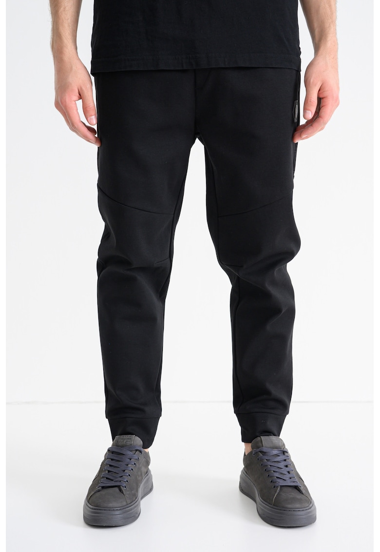 Pantaloni de trening cu model uni si snur de ajustare