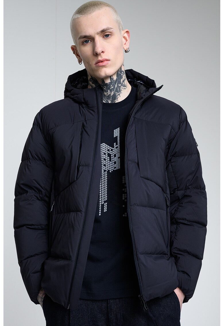 Geaca cu gluga si buzunare cu fermoar - Albastru ultramarin