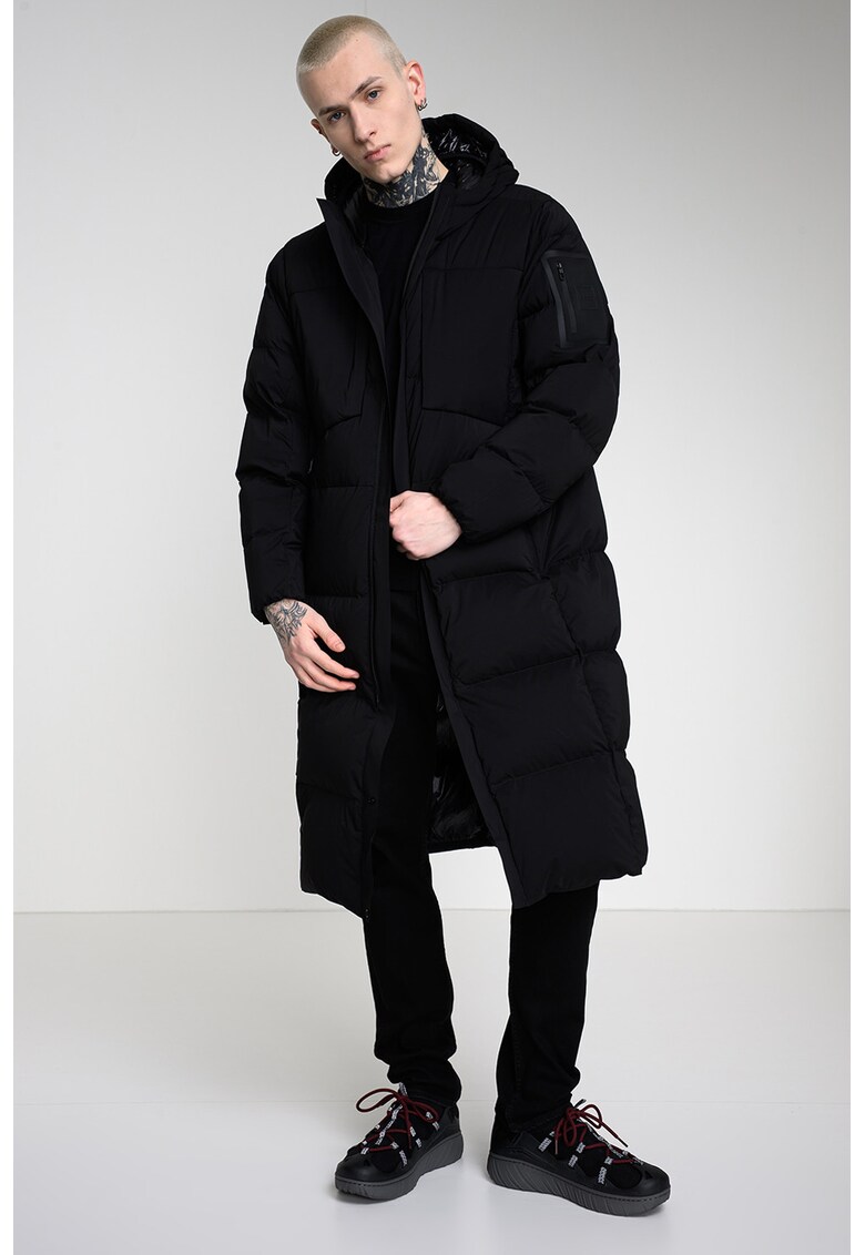 Geaca lunga cu slituri laterale cu fermoar