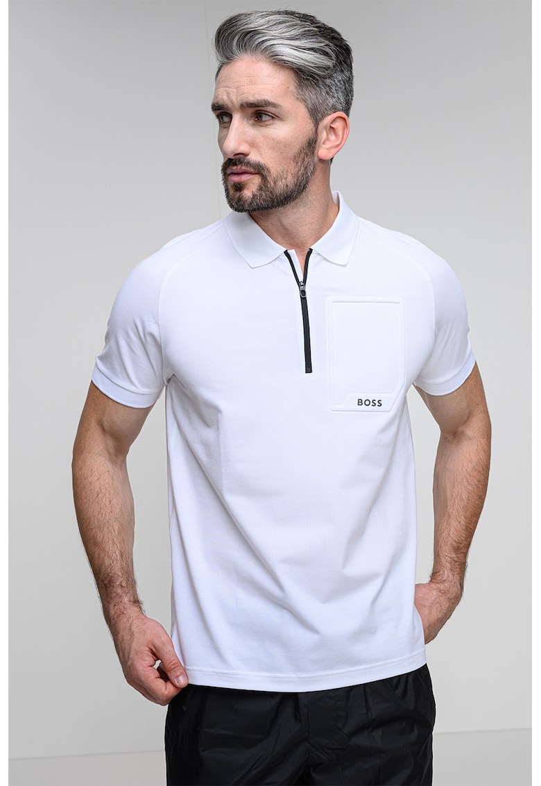 Tricou polo cu fenta cu fermoar