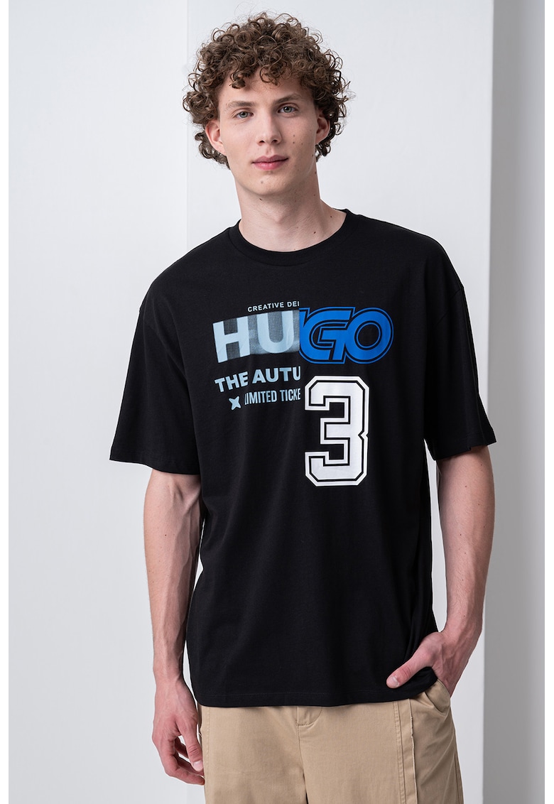 Tricou de bumbac cu logo frontal