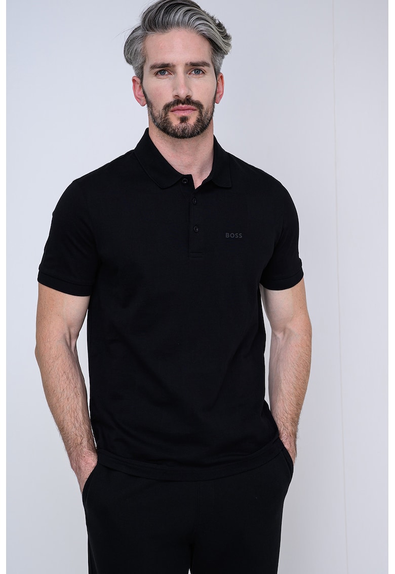 Tricou regular-fit cu logo discret - Negru
