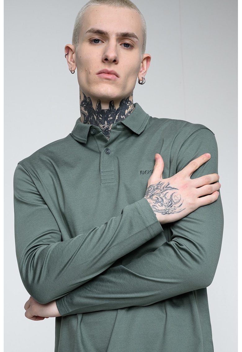 Bluza polo cu logo brodat pe piept