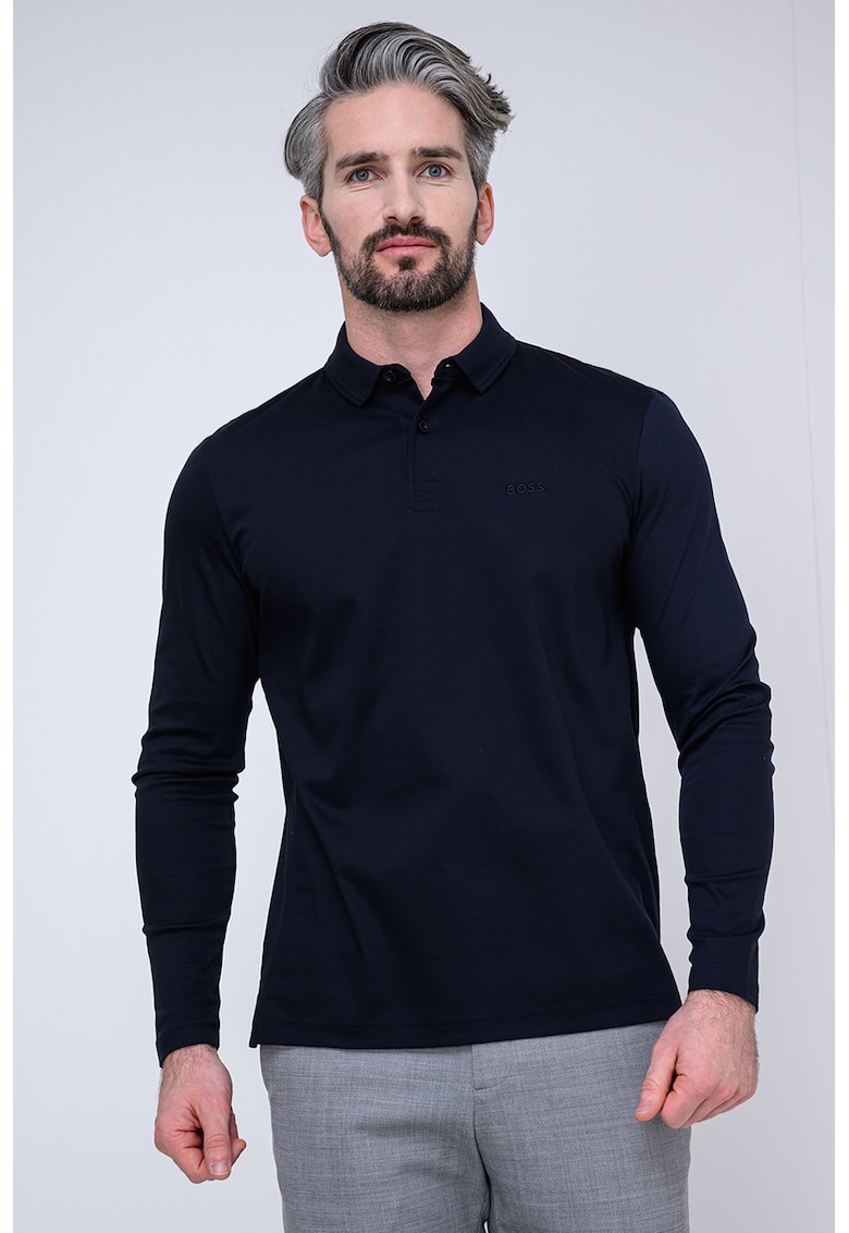 Bluza polo cu logo brodat pe piept