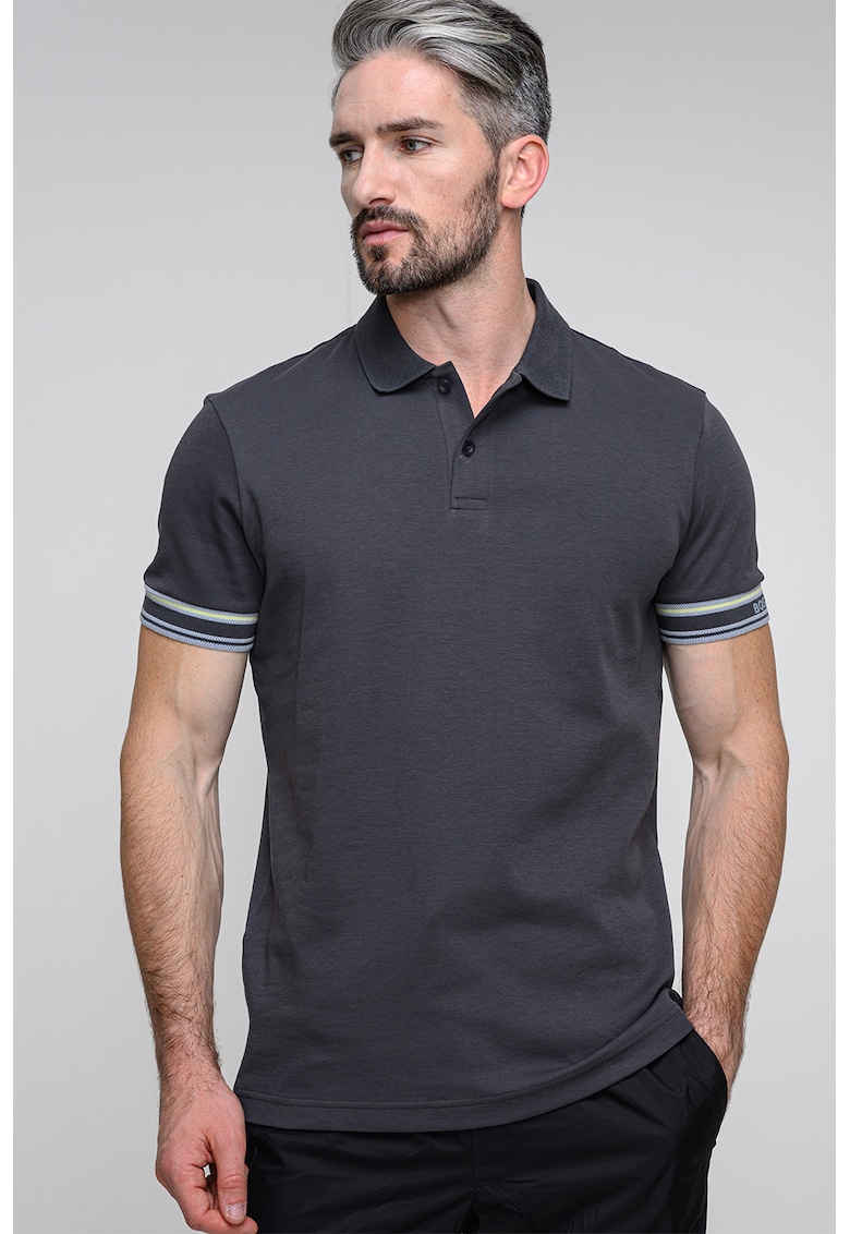 Tricou polo cu croiala slim-fit din material pique