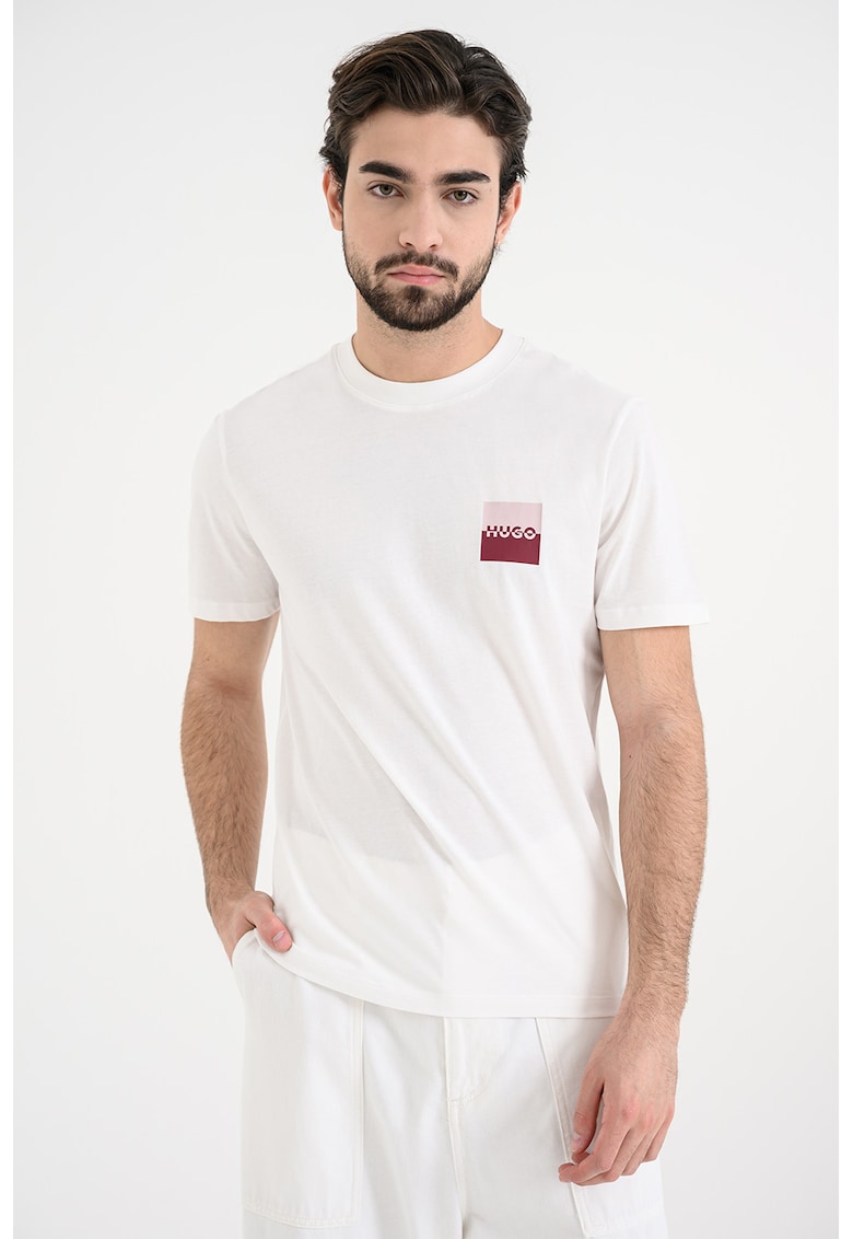 Tricou cu decolteu rotund Dapusi - Alb/Roz prafuit/Violet pruna