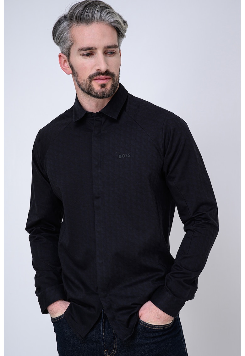 Camasa regular fit cu model discret - Albastru ultramarin/Negru