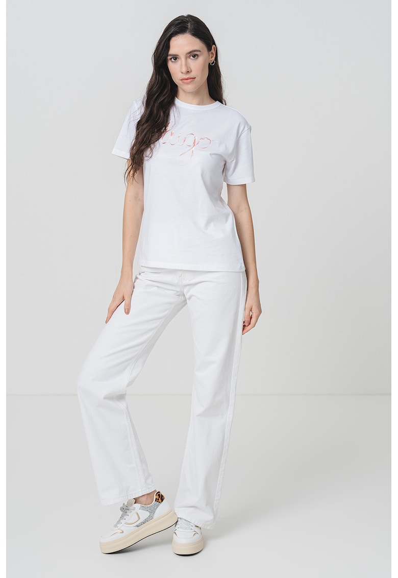 Tricou din bumbac Damacia - Alb/Roz prafuit