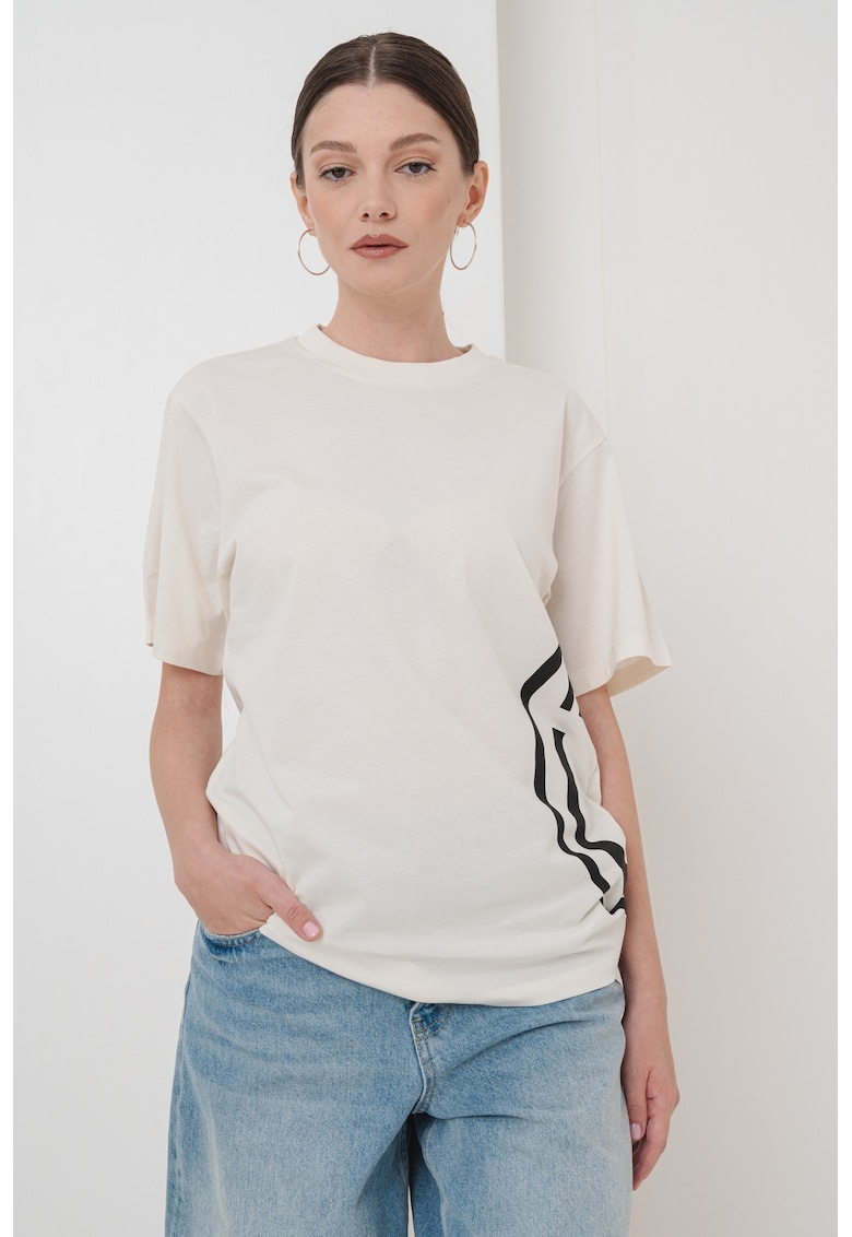 Tricou din bumbac cu imprimeu - Negru/Alb murdar