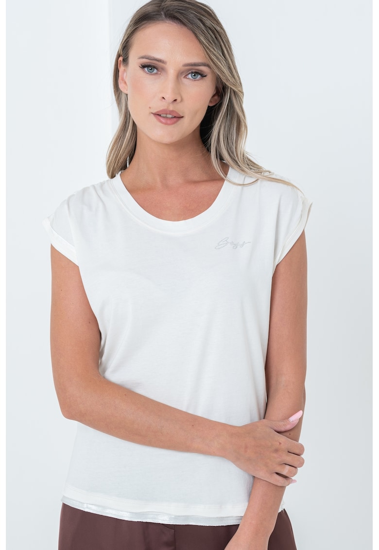 Tricou cu decolteu rotund Elai - Alb