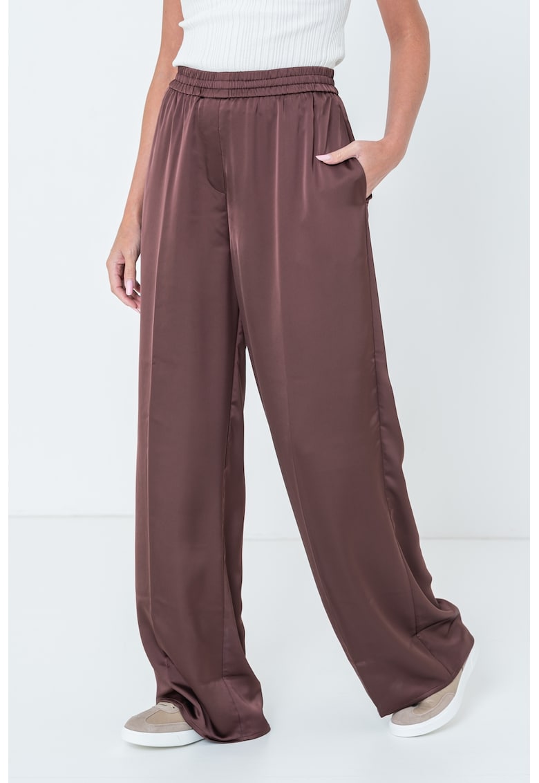 Pantaloni din satin cu croiala ampla
