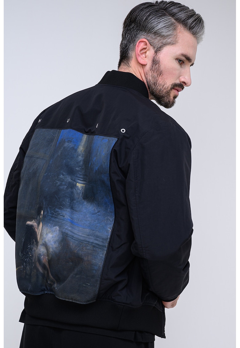 Jacheta bomber cu imprimeu foto pe partea din spate