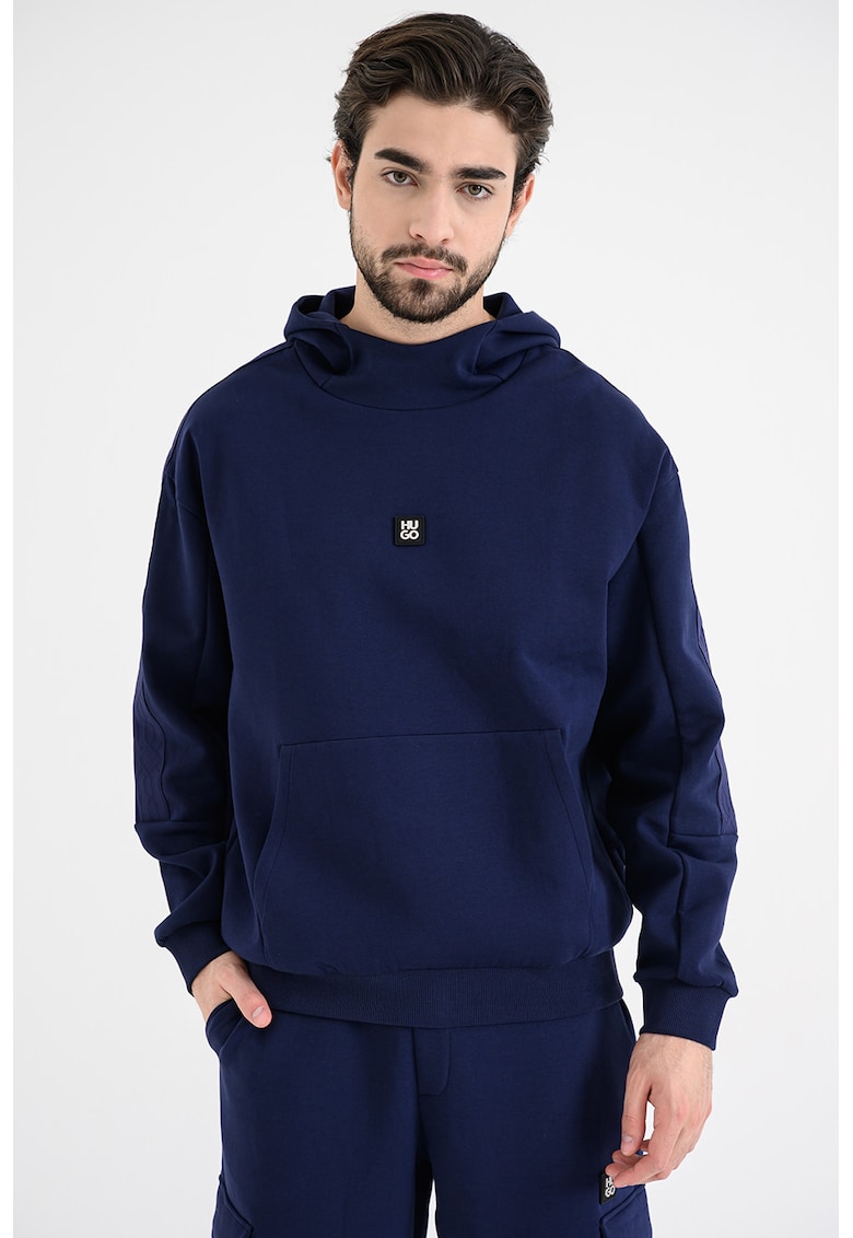 Hanorac cu logo cu buzunar kangaroo - Albastru indigo