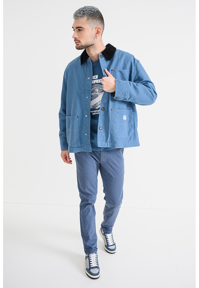 Jacheta cu capse Brams - Albastru pastel/Negru