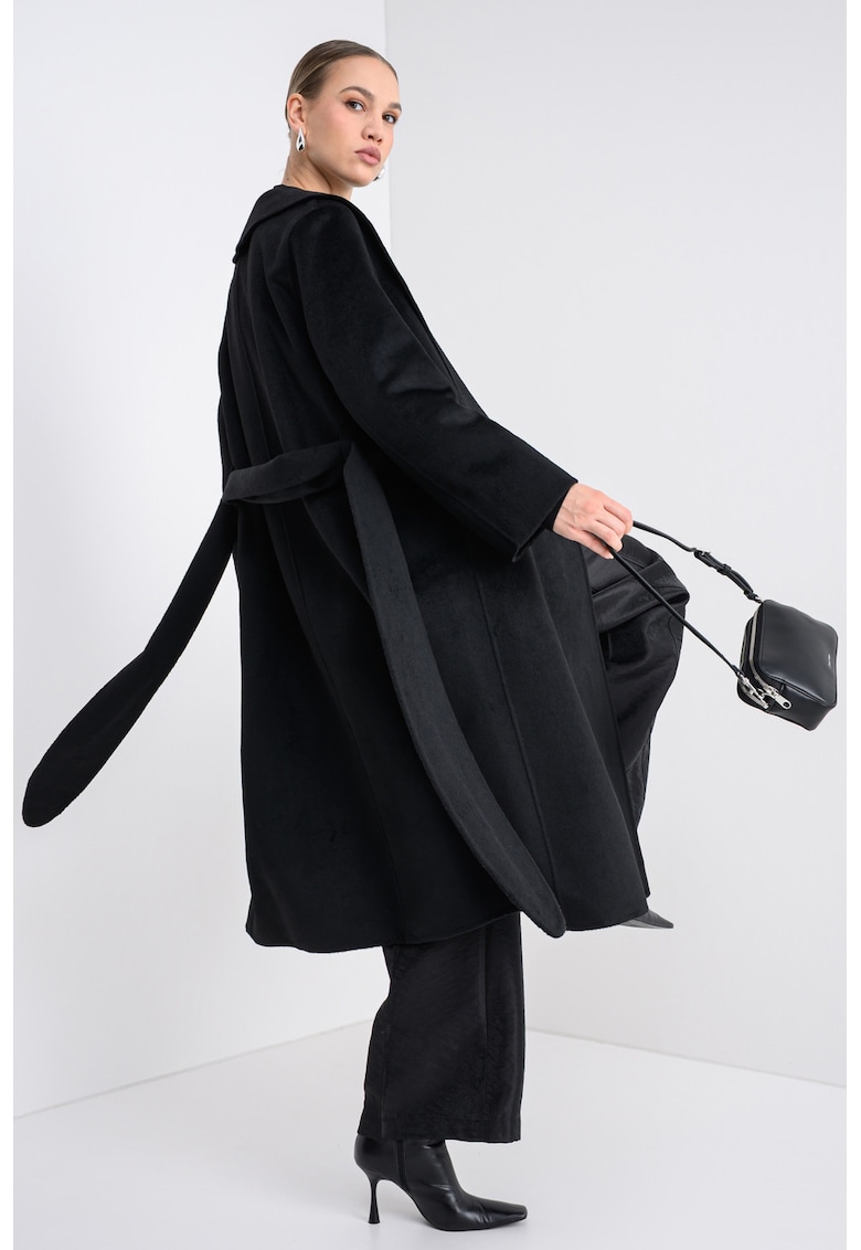 Palton din amestec de lana cu model petrecut Mecami