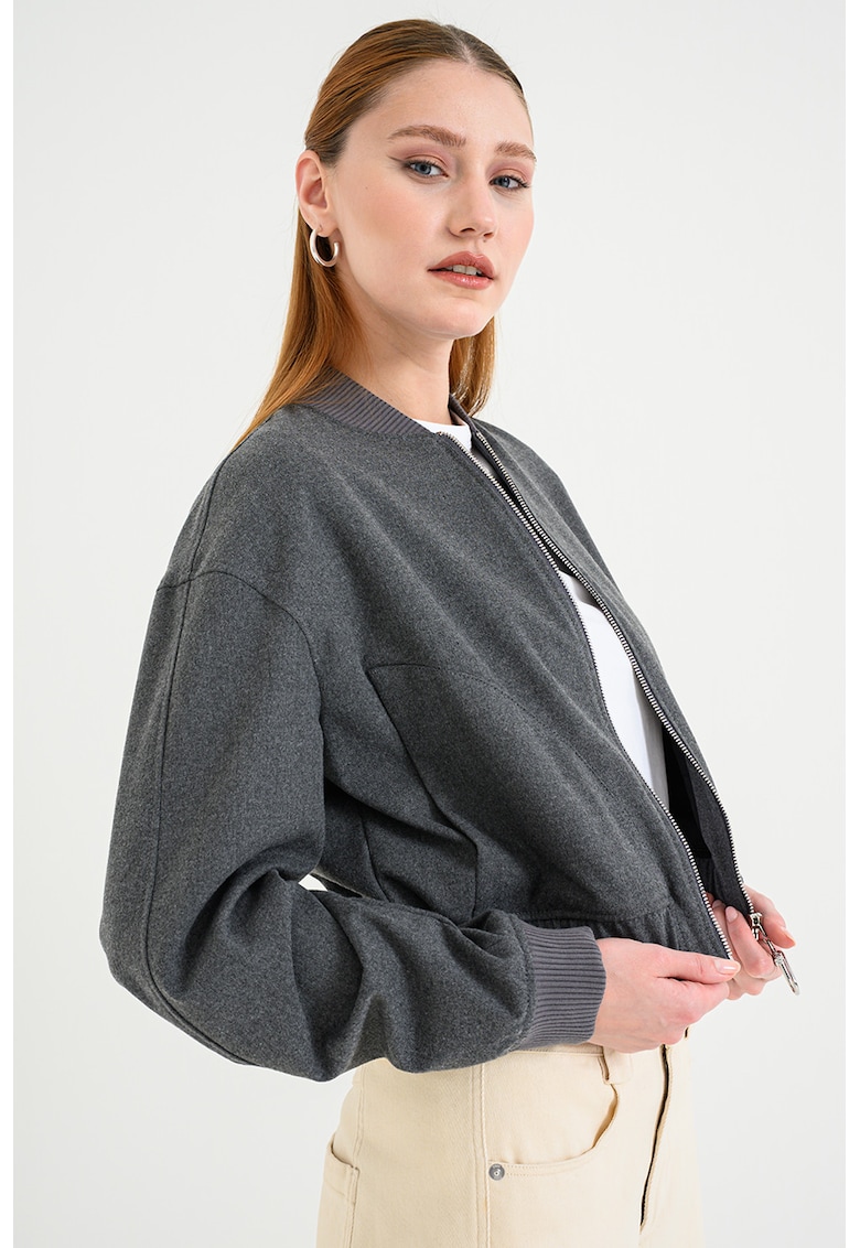 Jacheta bomber crop cu terminatie elastica Amirana