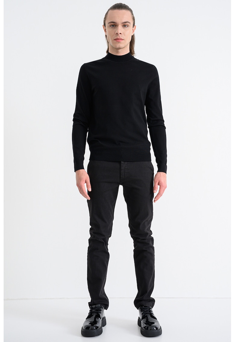 Pulover slim fit San Marc - Negru