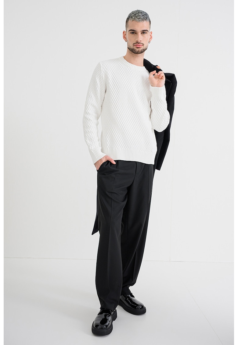 Pulover uni din bumbac cu decolteu la baza gatului