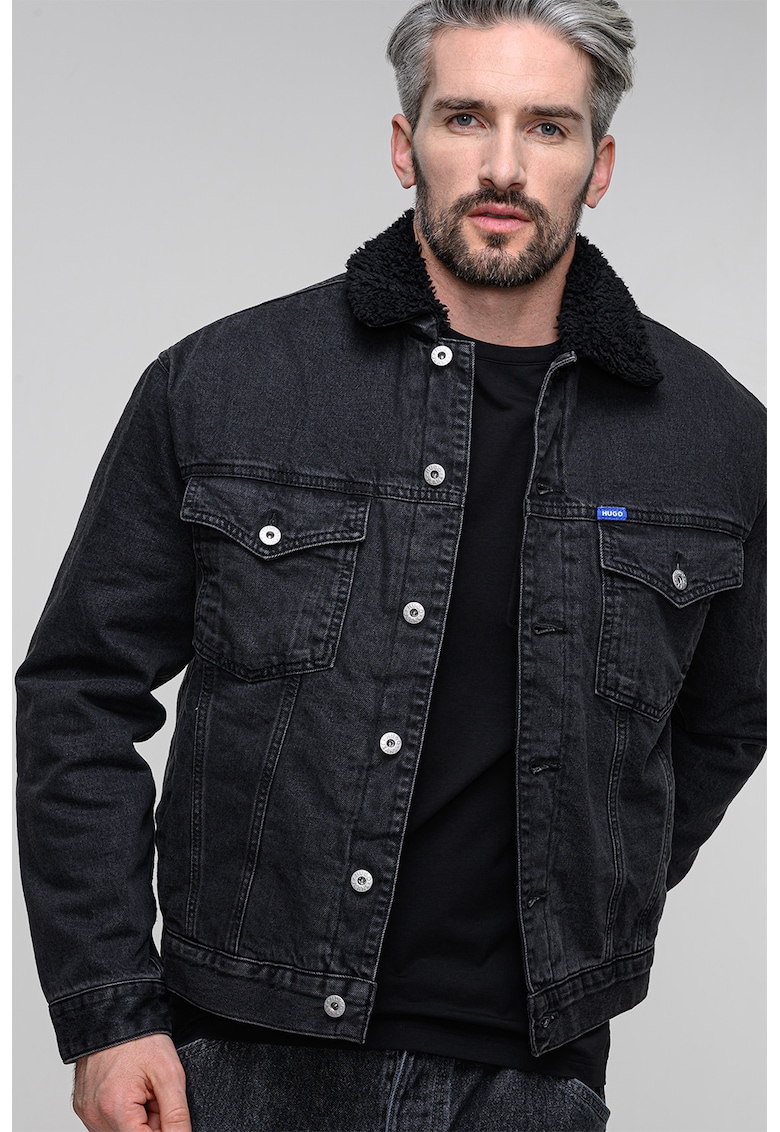 Jacheta de denim cu buzunare pe piept