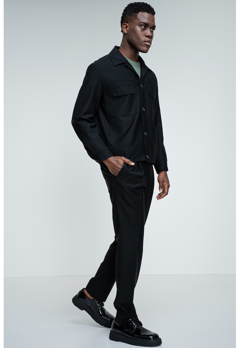 Jacheta-camasa din amestec de lana cu nasturi