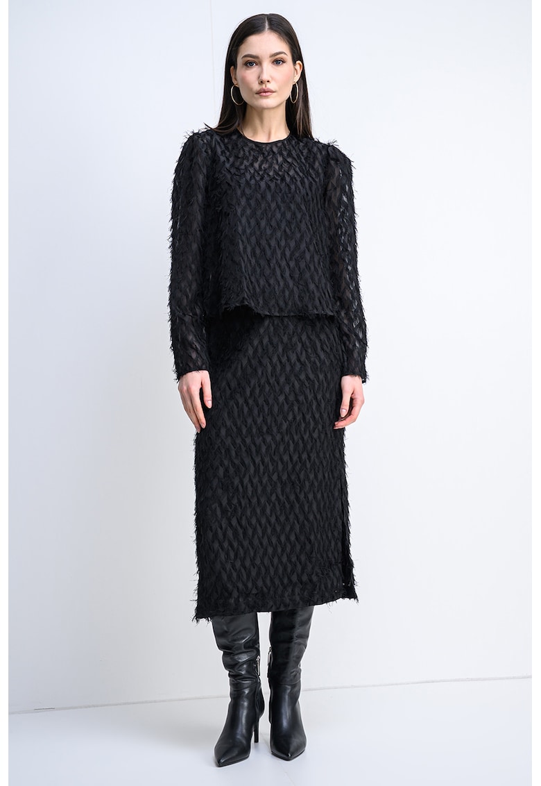 Bluza lejera cu franjuri Cusani - Negru