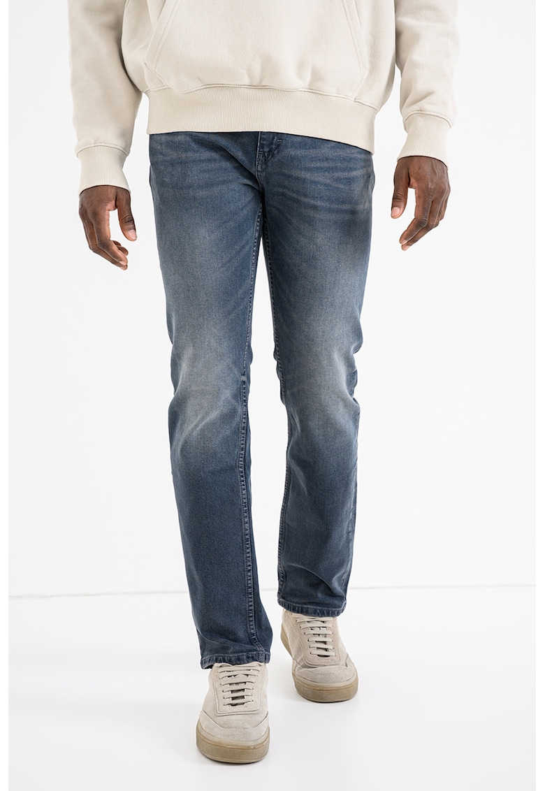 Blugi slim-fit cu aspect decolorat - Albastru prafuit