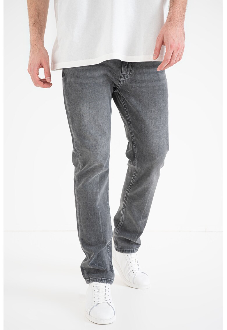 Blugi conici cu design cinci buzunare 708 - Gri inchis