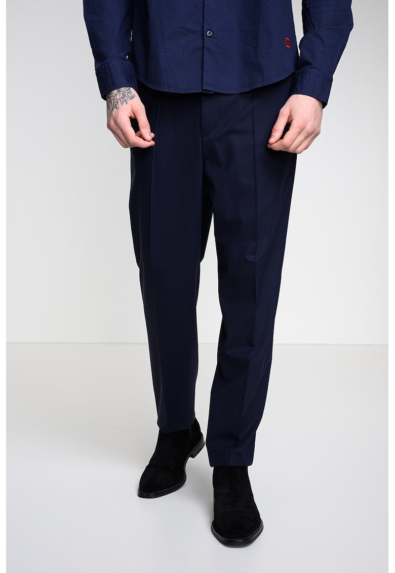 Pantaloni slim fit din amestec de lana