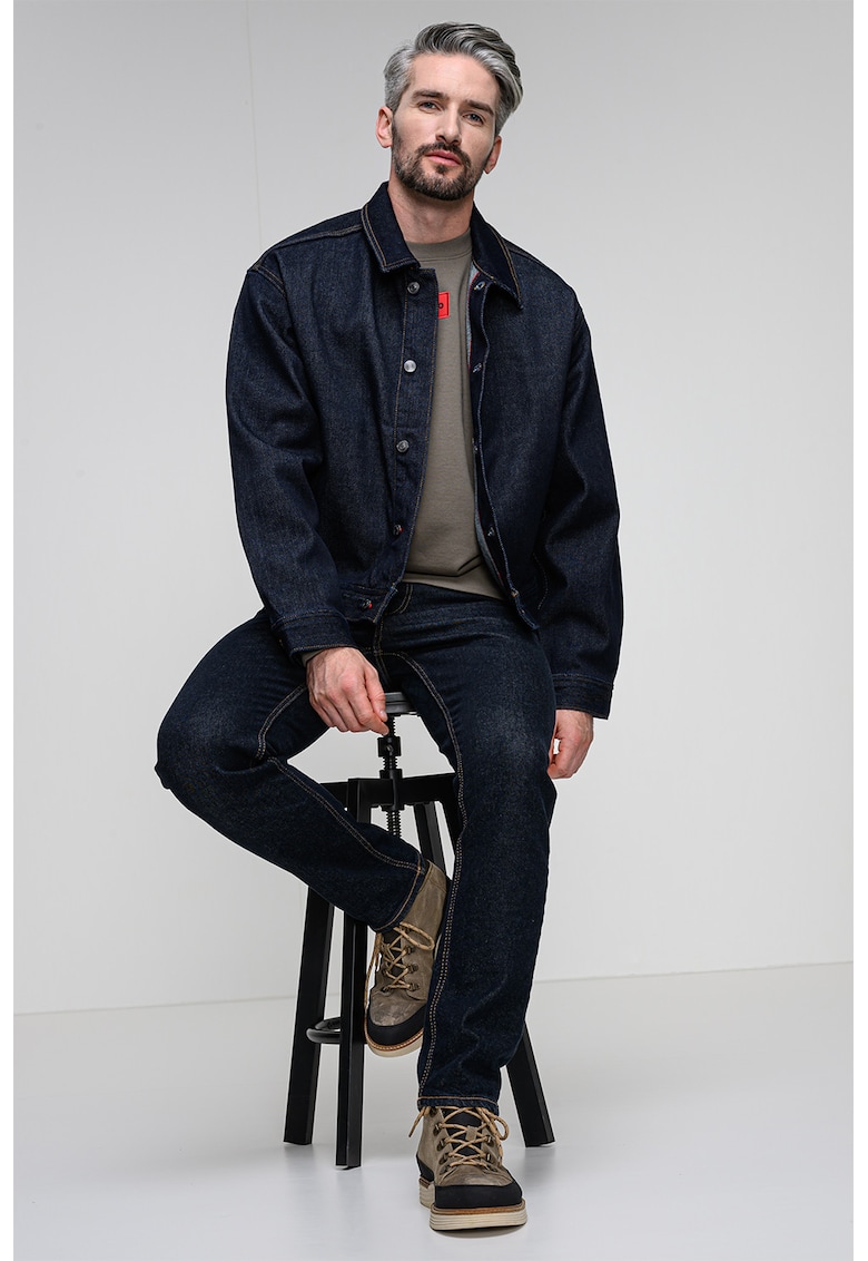 Jacheta de denim cu aplicatie logo