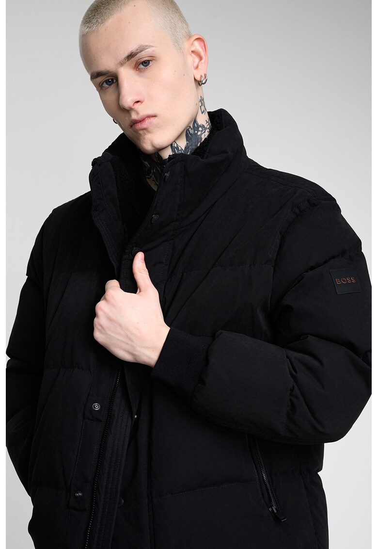 Geaca cu vatelina si guler inalt - Negru