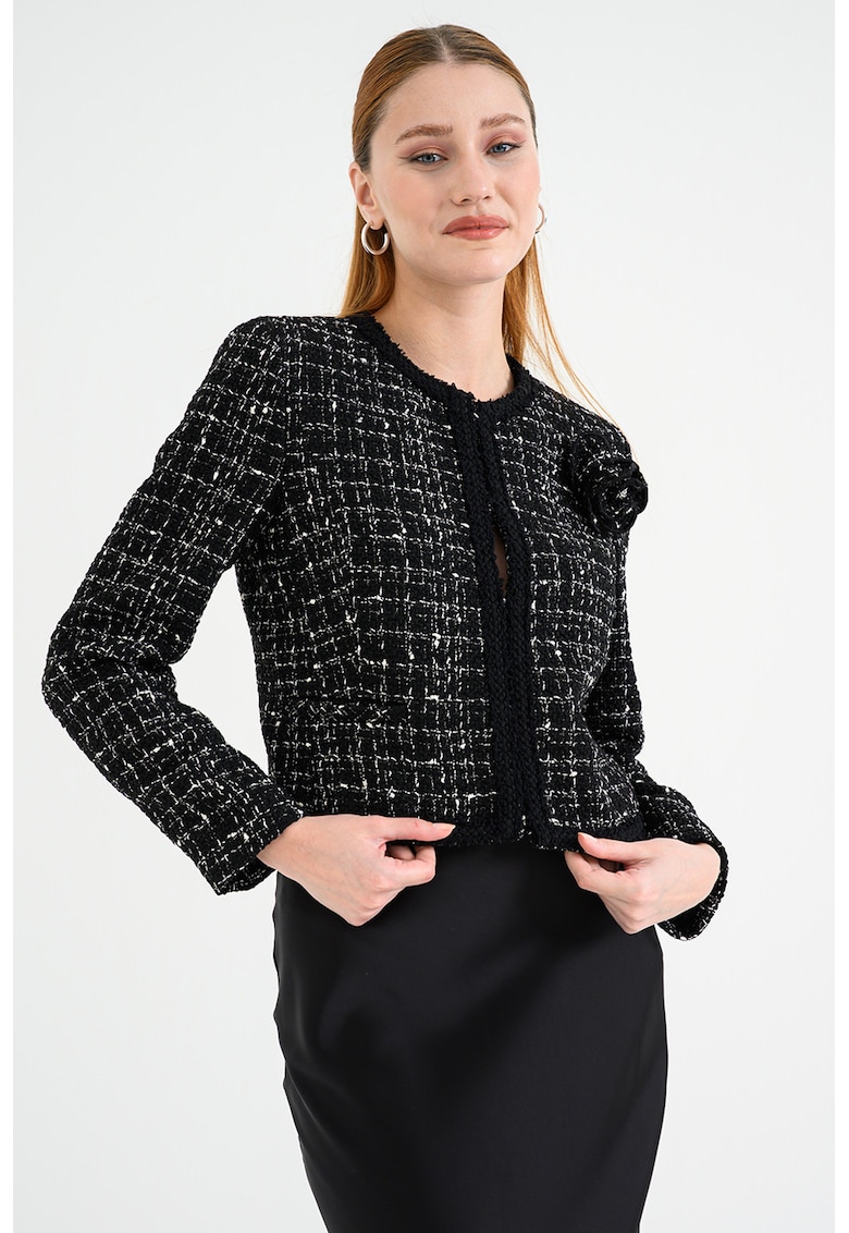 Sacou crop din amestec de lana in carouri Ablumi