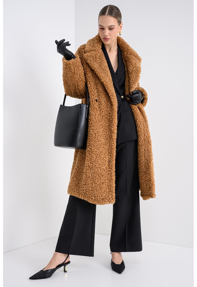 Palton lung boucle supradimensionat