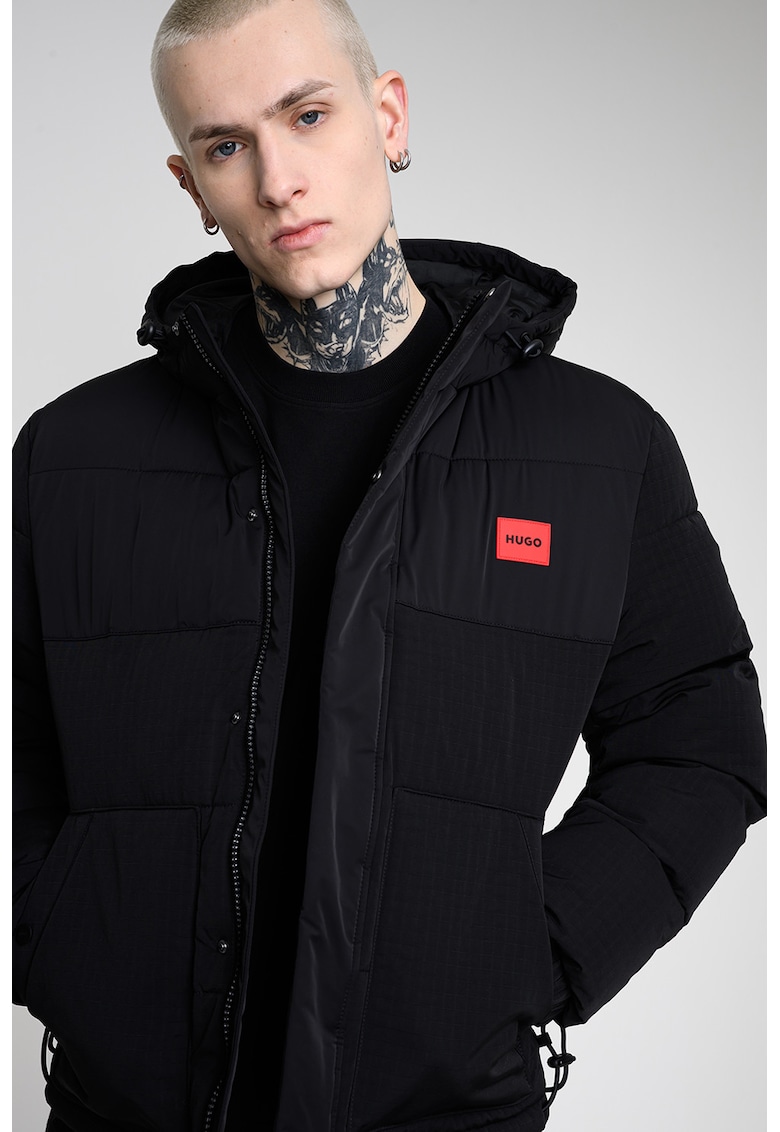 Geaca matlasata cu logo - Negru