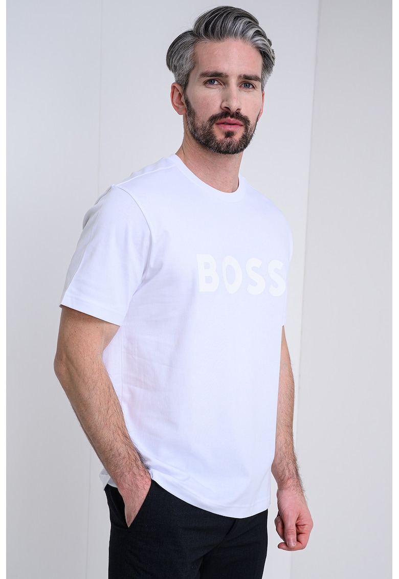 Tricou din bumbac cu logo - Alb optic
