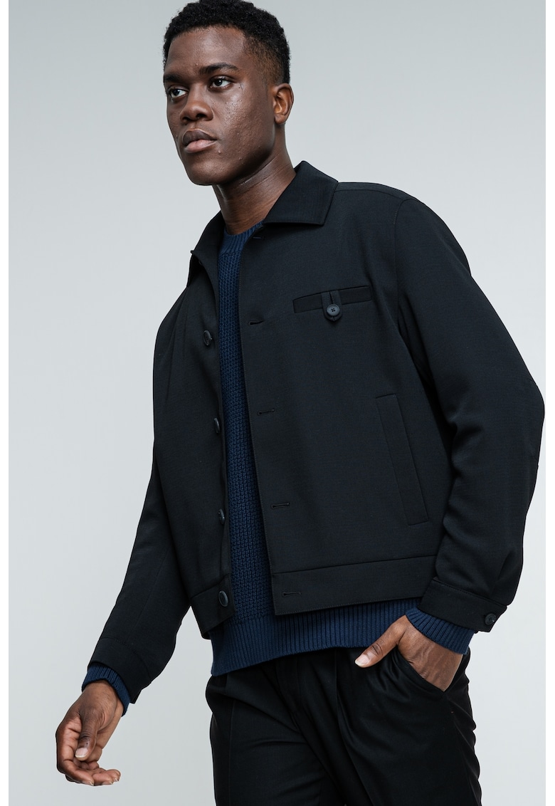 Jacheta din amestec de lana cu buzunare