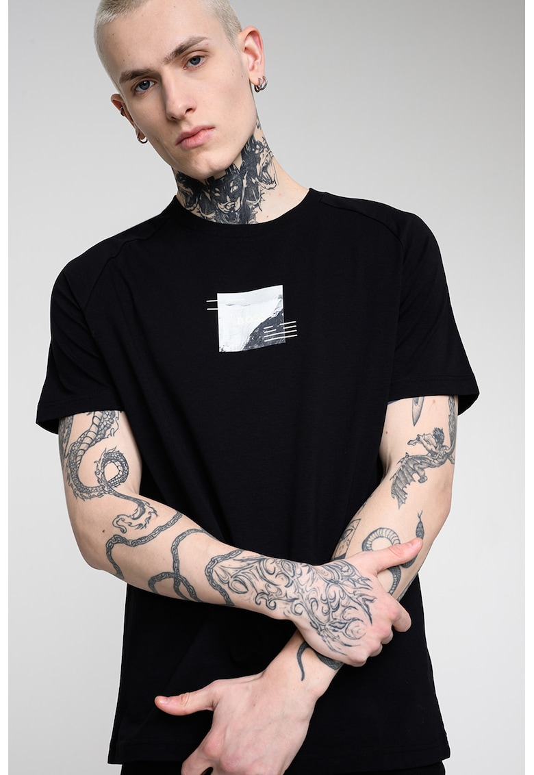 Tricou din amestec de lyocell - Alb/Negru