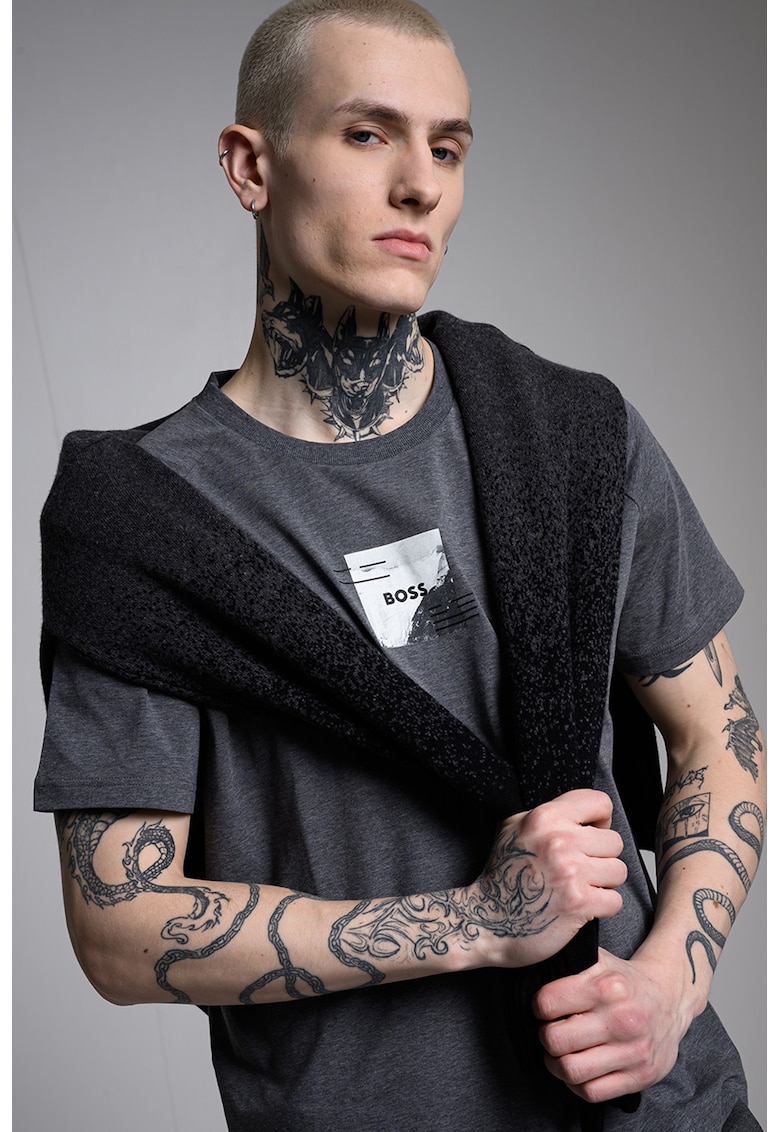 Tricou din amestec de lyocell - Gri melange